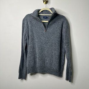 J. Crew Grey Lambs Wool 1/4 Zip Sweater Men's Large